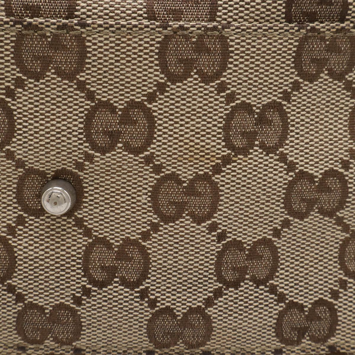 Gucci GG Canvas Sherry Line Tote Shoulder Bag Khaki Beige Dark Brown — view 4