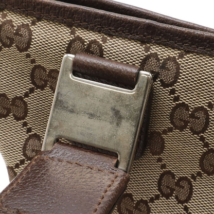 Gucci GG Canvas Sherry Line Tote Shoulder Bag Khaki Beige Dark Brown — view 6