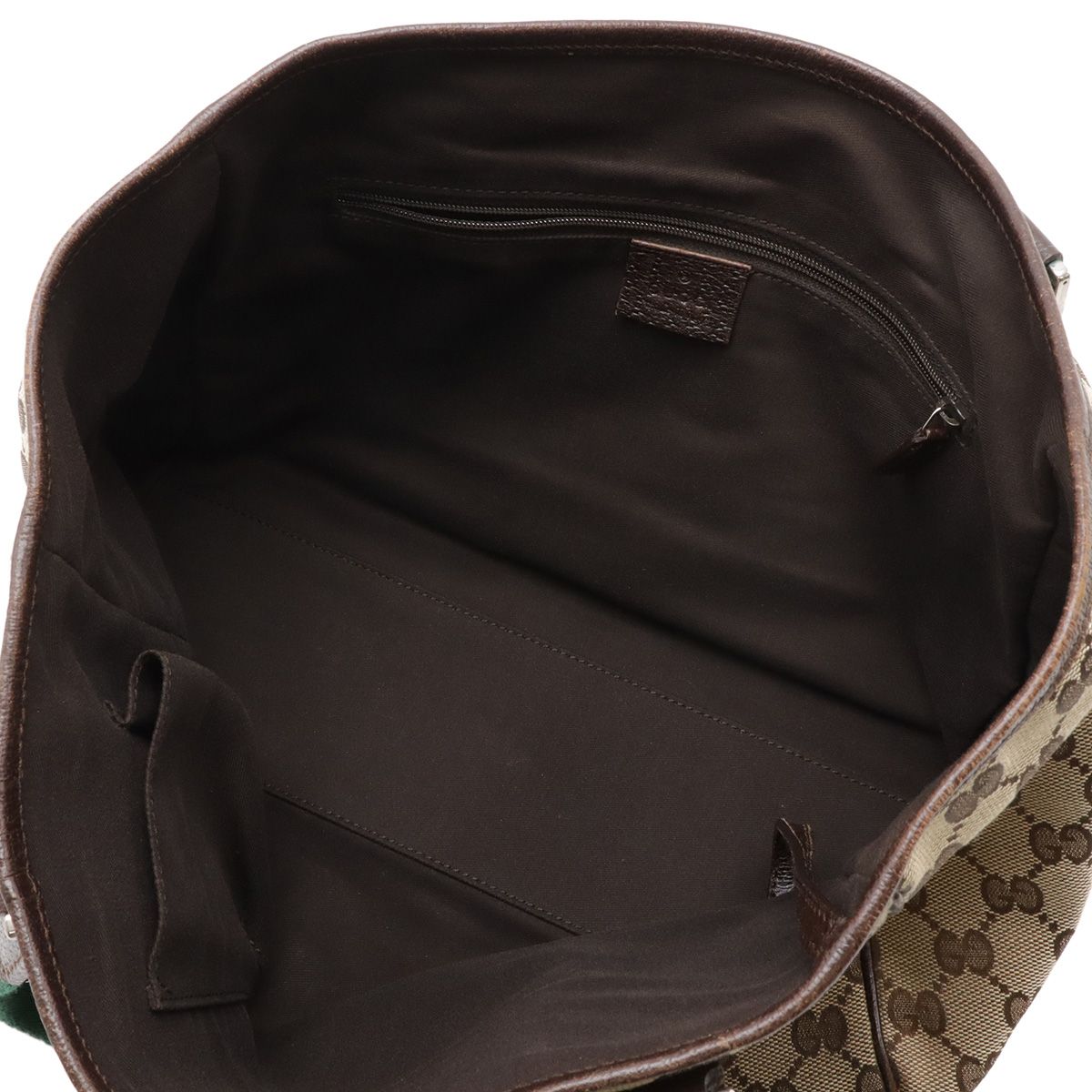 Gucci GG Canvas Sherry Line Tote Shoulder Bag Khaki Beige Dark Brown — view 8
