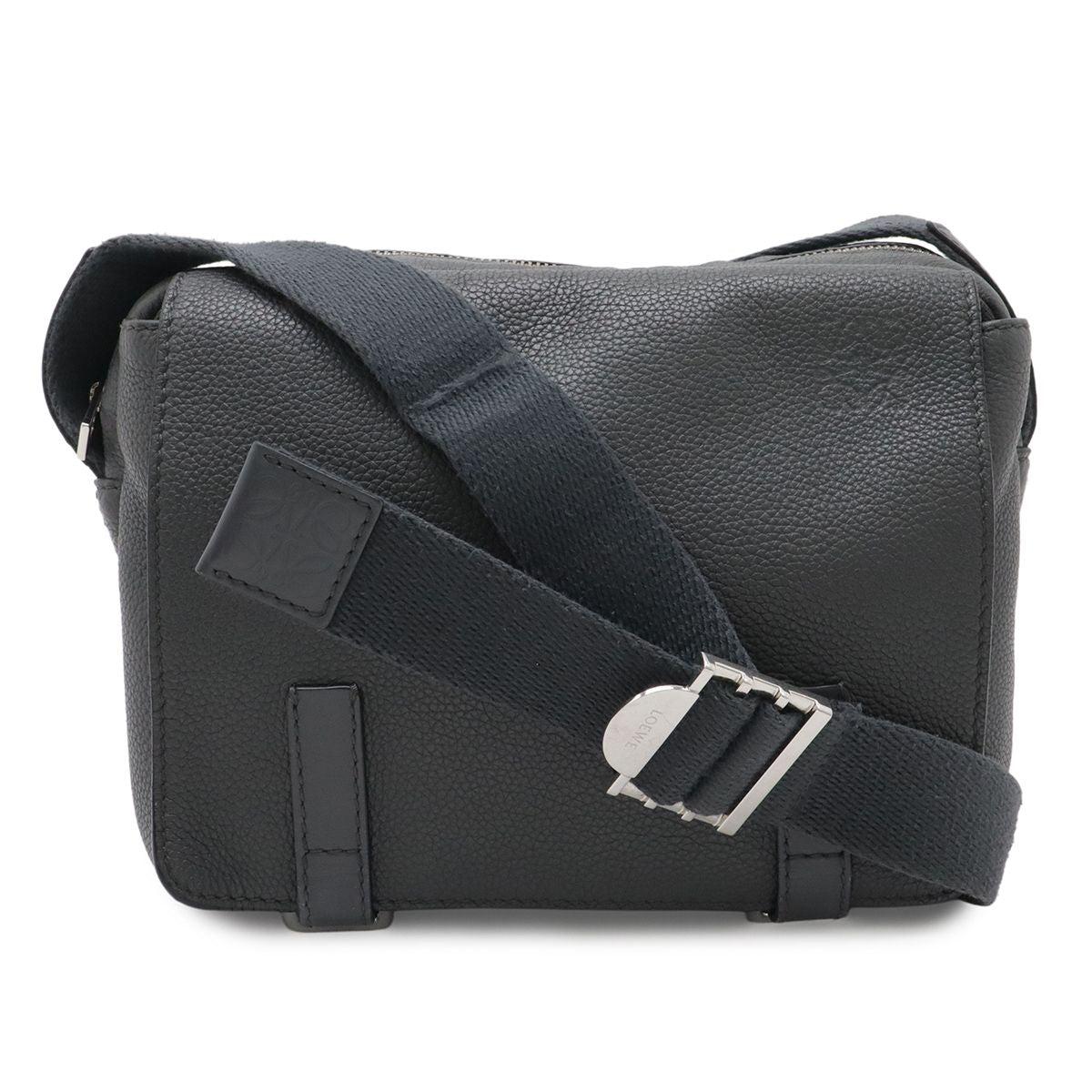 Loewe Anagram Military Messenger Bag XS Crossbody Leather Gray Silver
