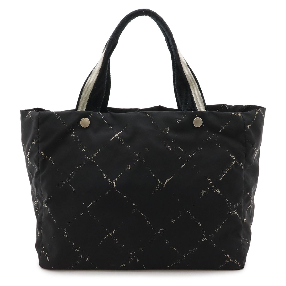 Chanel Vintage Travel Line Tote Shoulder Bag Nylon Black Red