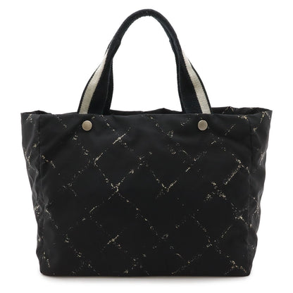 Chanel Vintage Travel Line Tote Shoulder Bag Nylon Black Red