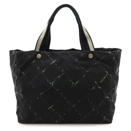 Chanel Vintage Travel Line Tote Shoulder Bag Nylon Black Red