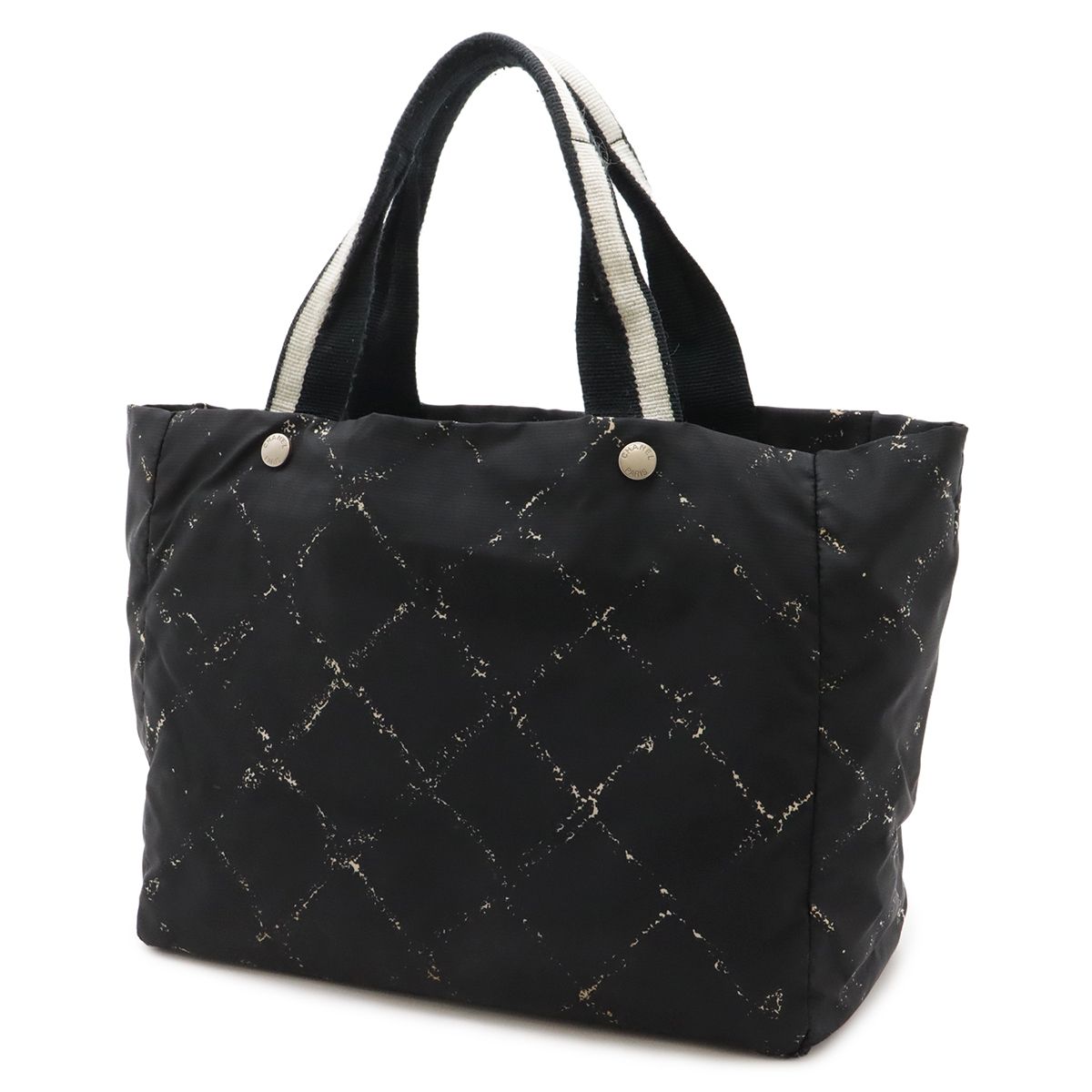 Chanel Vintage Travel Line Tote Shoulder Bag Nylon Black Red — view 2