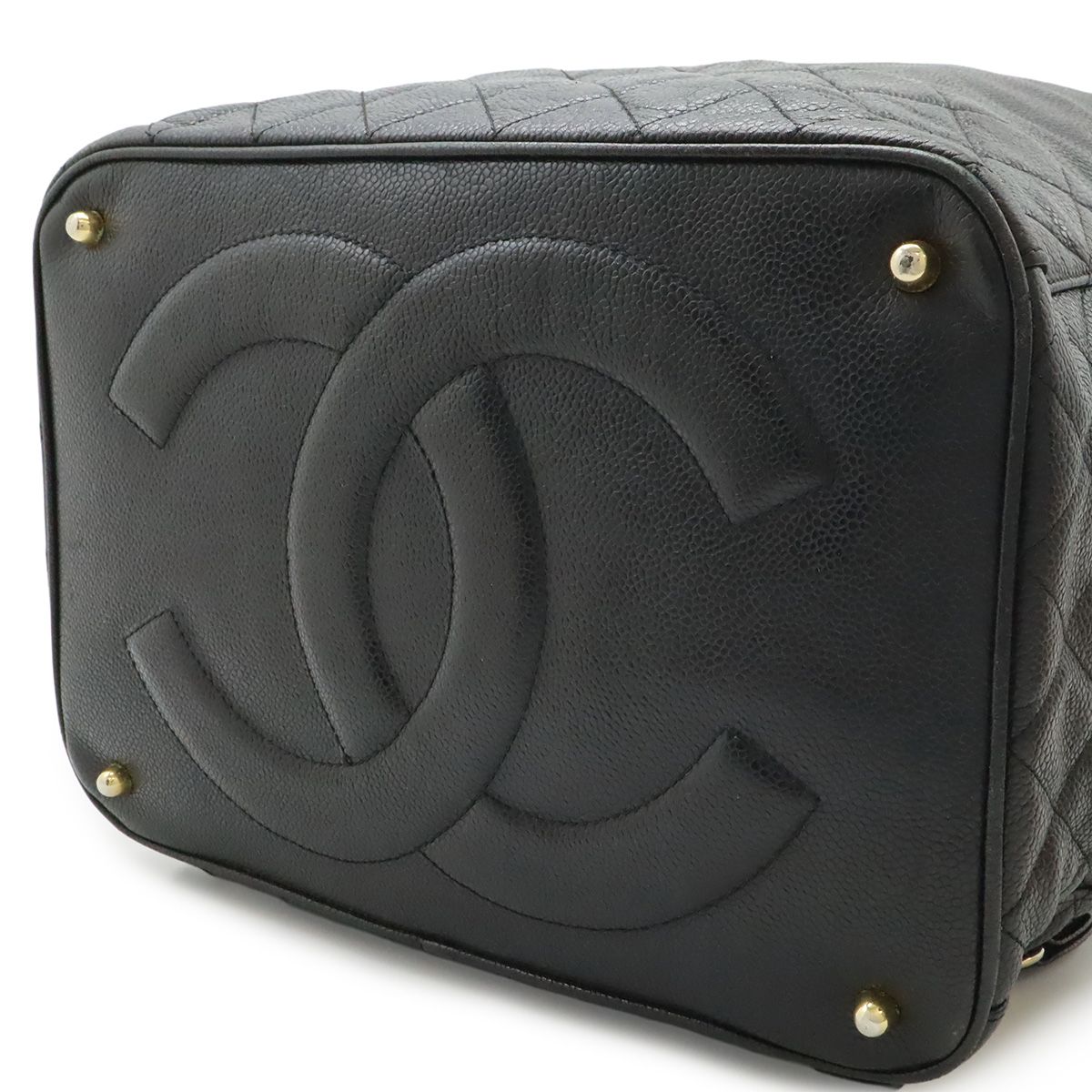 Chanel CC Logo Backpack Sac Shoulder Bag 2-Way Tote Drawstring Black Gold Pouch — view 6