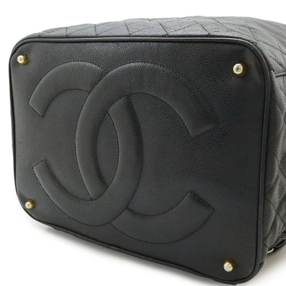 Chanel CC Logo Backpack Sac Shoulder Bag 2-Way Tote Drawstring Black Gold Pouch — view 6