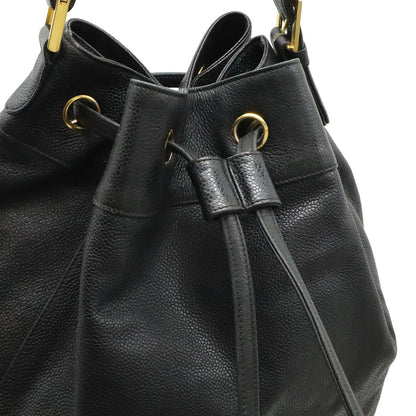 Chanel CC Logo Backpack Sac Shoulder Bag 2-Way Tote Drawstring Black Gold Pouch — view 4