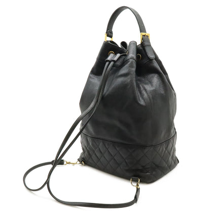 Chanel CC Logo Backpack Sac Shoulder Bag 2-Way Tote Drawstring Black Gold Pouch — view 2