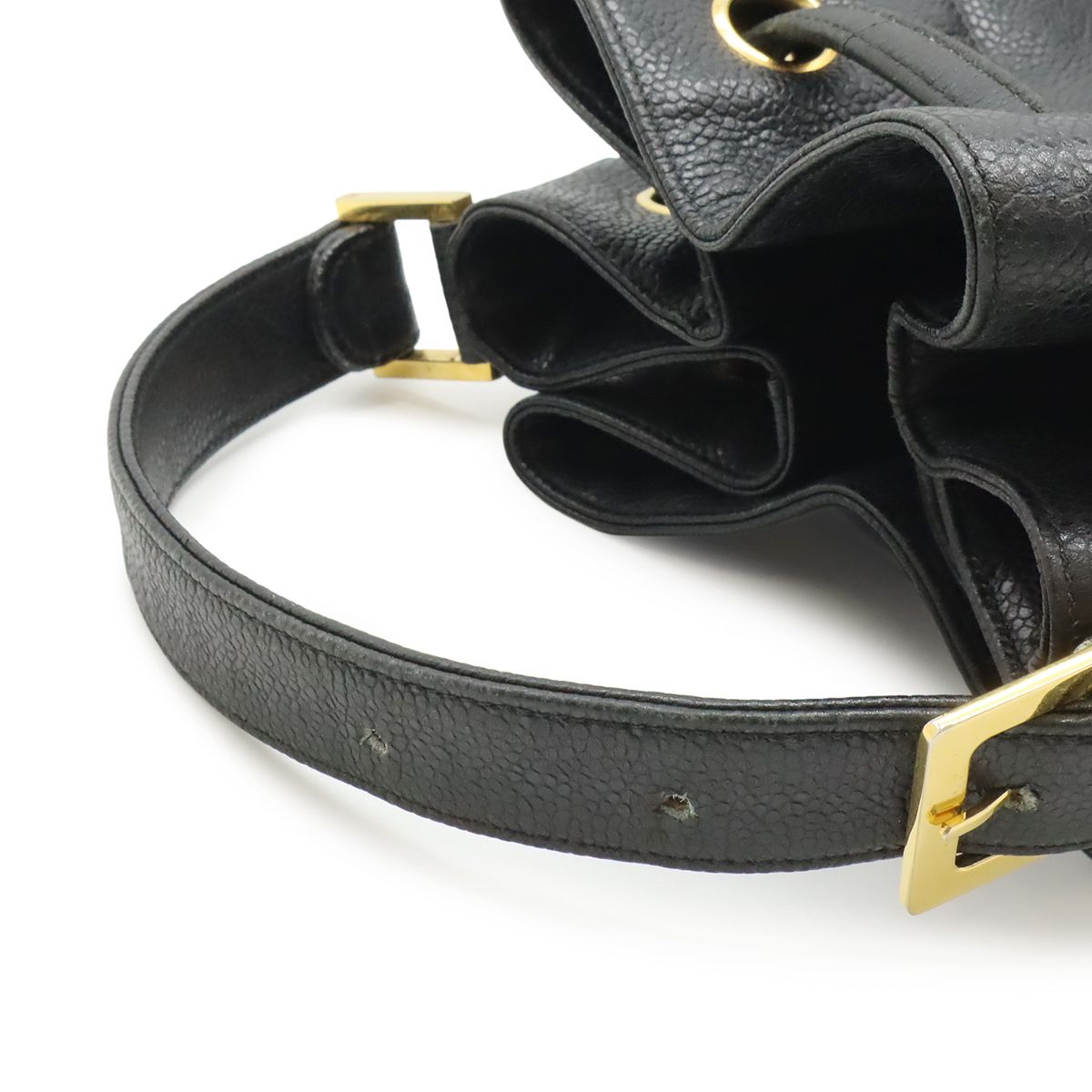 Chanel CC Logo Backpack Sac Shoulder Bag 2-Way Tote Drawstring Black Gold Pouch — view 7