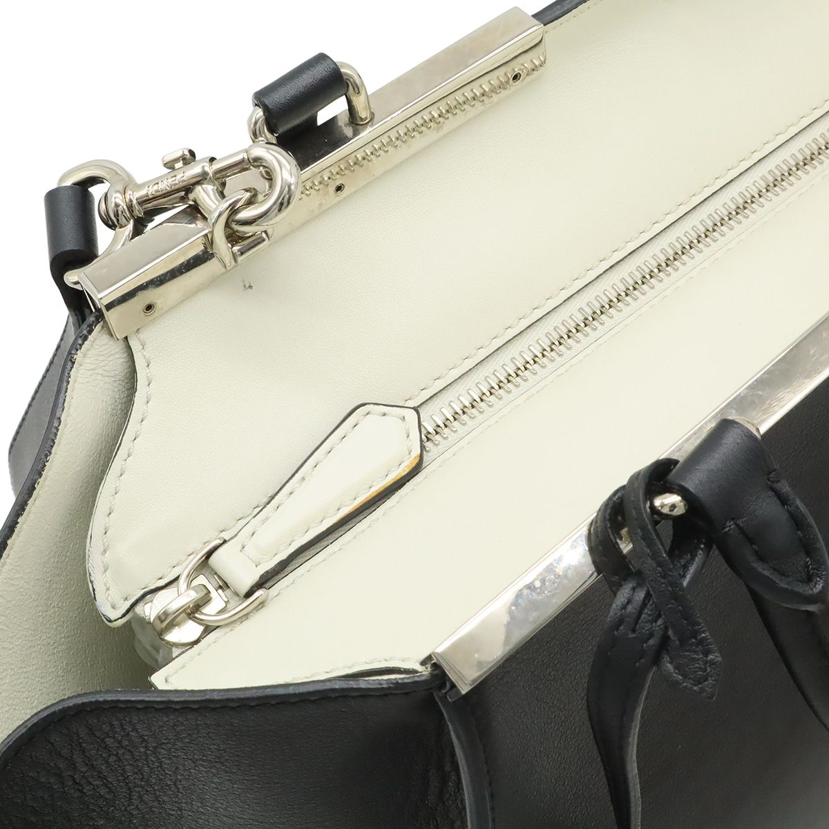 Fendi 2-Way Shoulder Bag Leather Black Silver — view 5