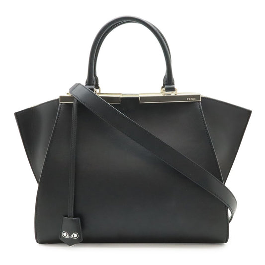 Fendi 2-Way Shoulder Bag Leather Black Silver