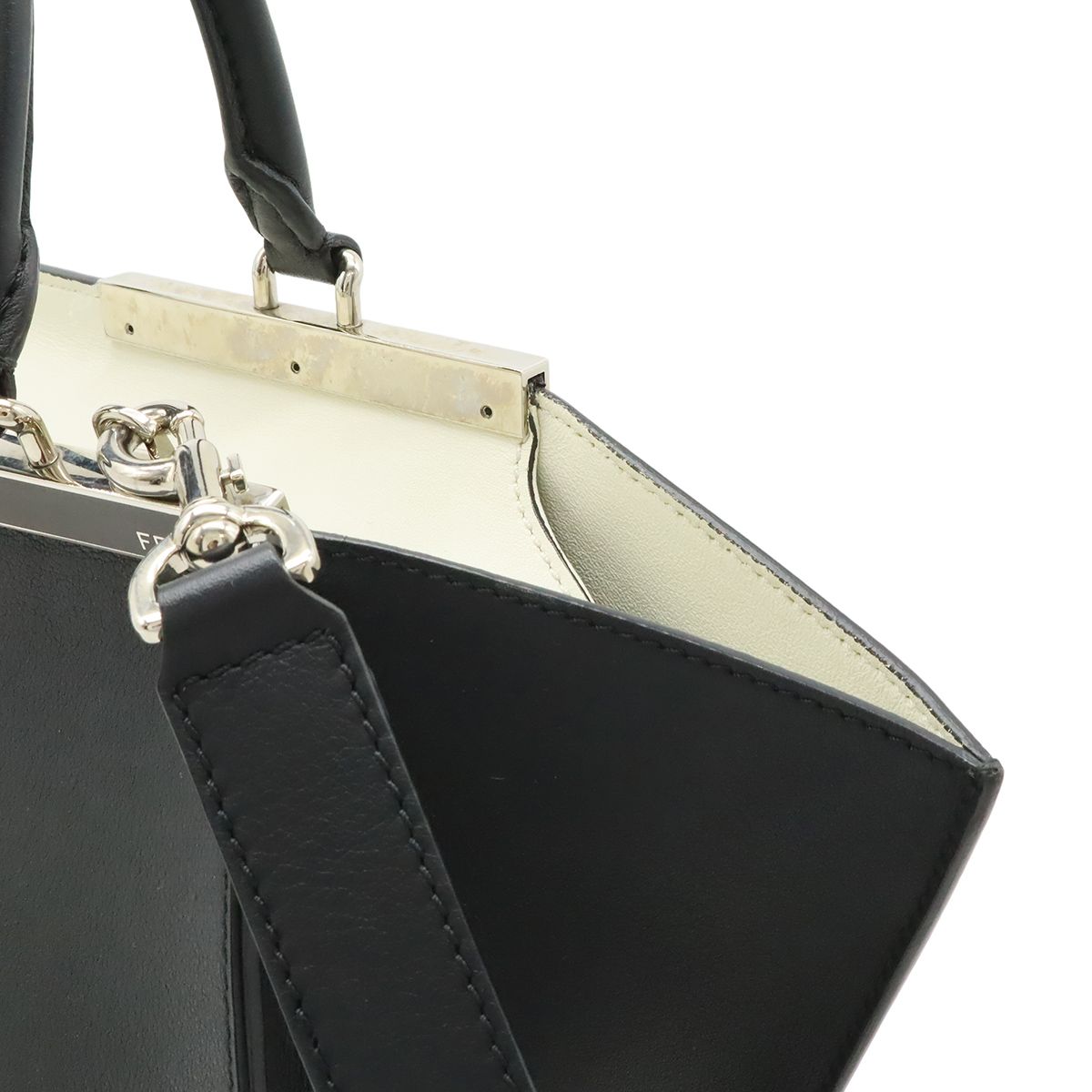 Fendi 2-Way Shoulder Bag Leather Black Silver — view 7