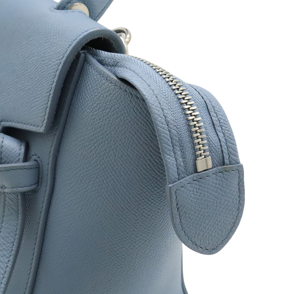 Celine Belt Bag Micro 2-Way Crossbody Leather Light Blue Silver — view 9