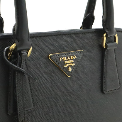 Prada Triangle Logo 2-Way Shoulder Bag Leather Nero Black Gold Domestic — view 7