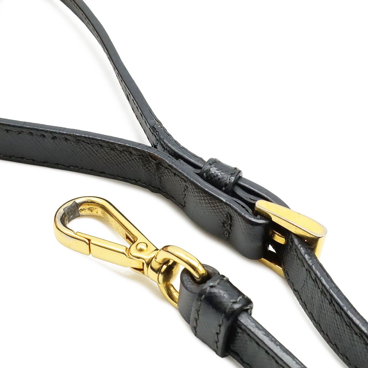 Prada Triangle Logo 2-Way Shoulder Bag Leather Nero Black Gold Domestic — view 9