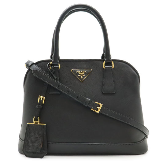 Prada Triangle Logo 2-Way Shoulder Bag Leather Nero Black Gold Domestic