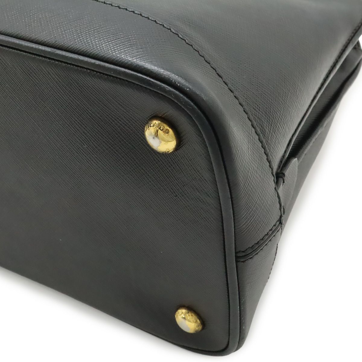 Prada Triangle Logo 2-Way Shoulder Bag Leather Nero Black Gold Domestic — view 3