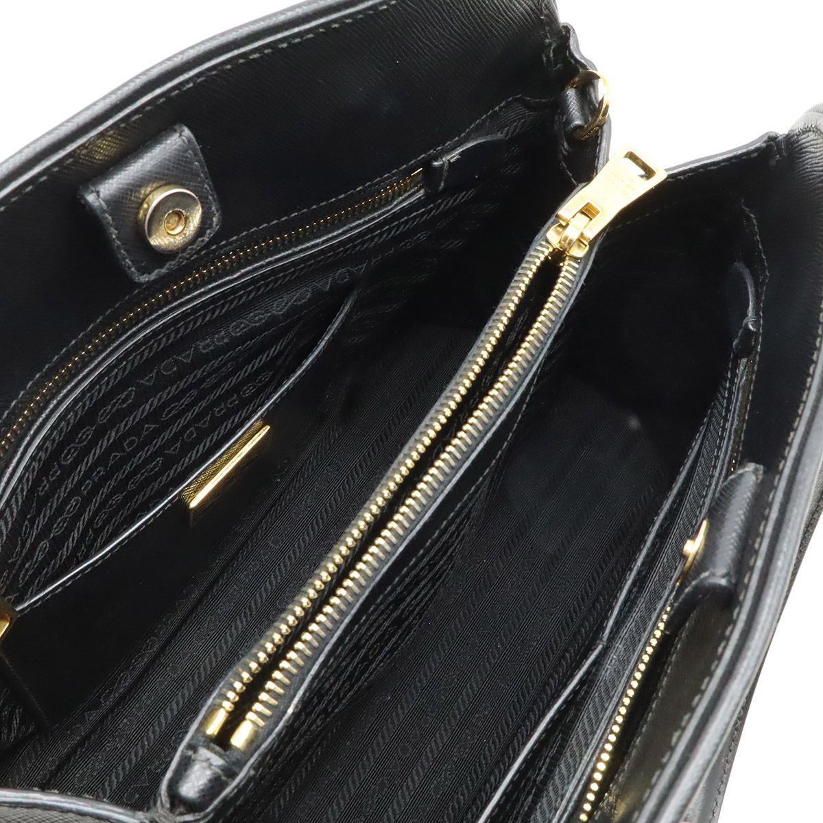 Prada Triangle Logo 2-Way Shoulder Bag Leather Nero Black Gold Domestic — view 5