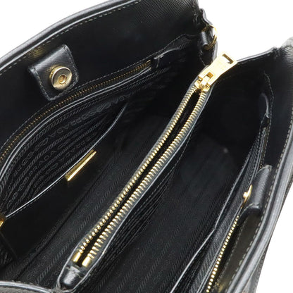 Prada Triangle Logo 2-Way Shoulder Bag Leather Nero Black Gold Domestic — view 5
