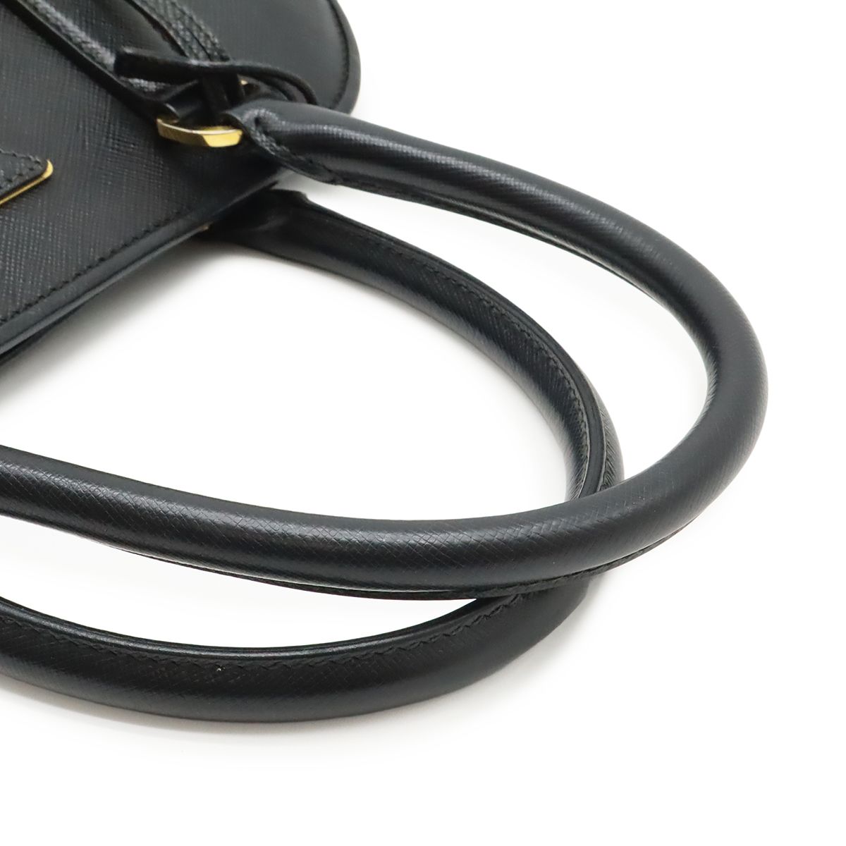 Prada Triangle Logo 2-Way Shoulder Bag Leather Nero Black Gold Domestic — view 4