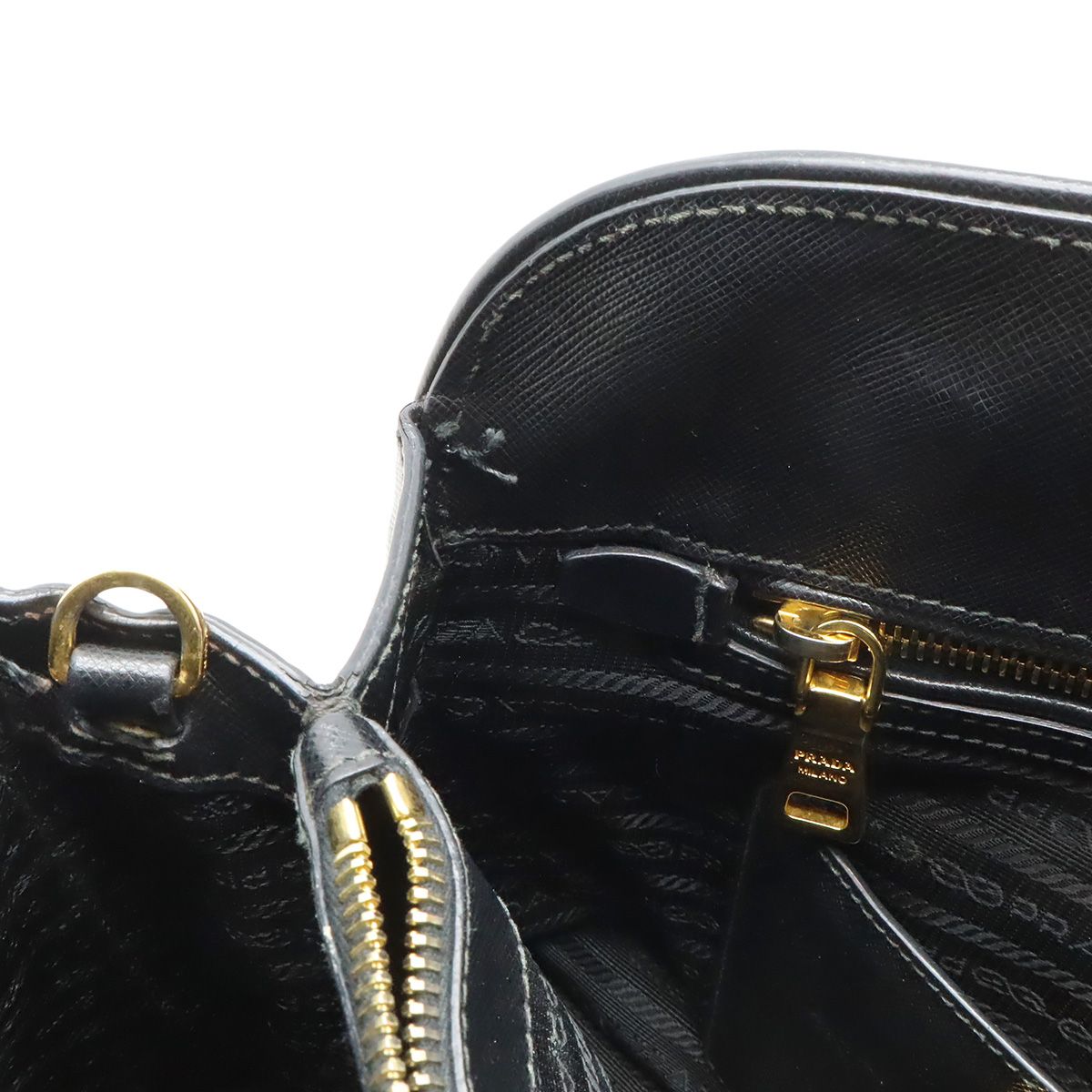 Prada Triangle Logo 2-Way Shoulder Bag Leather Nero Black Gold Domestic — view 6