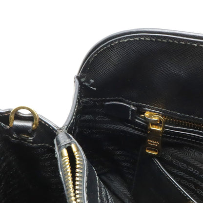 Prada Triangle Logo 2-Way Shoulder Bag Leather Nero Black Gold Domestic — view 6
