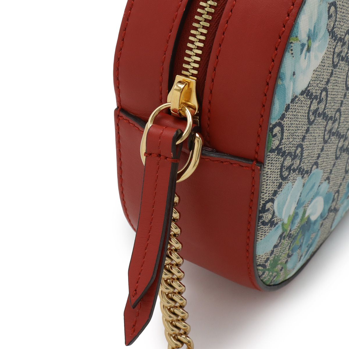 Gucci GG Blue Mus Supreme Chain Shoulder Bag Flower Pattern Beige Multicolor Red — view 4