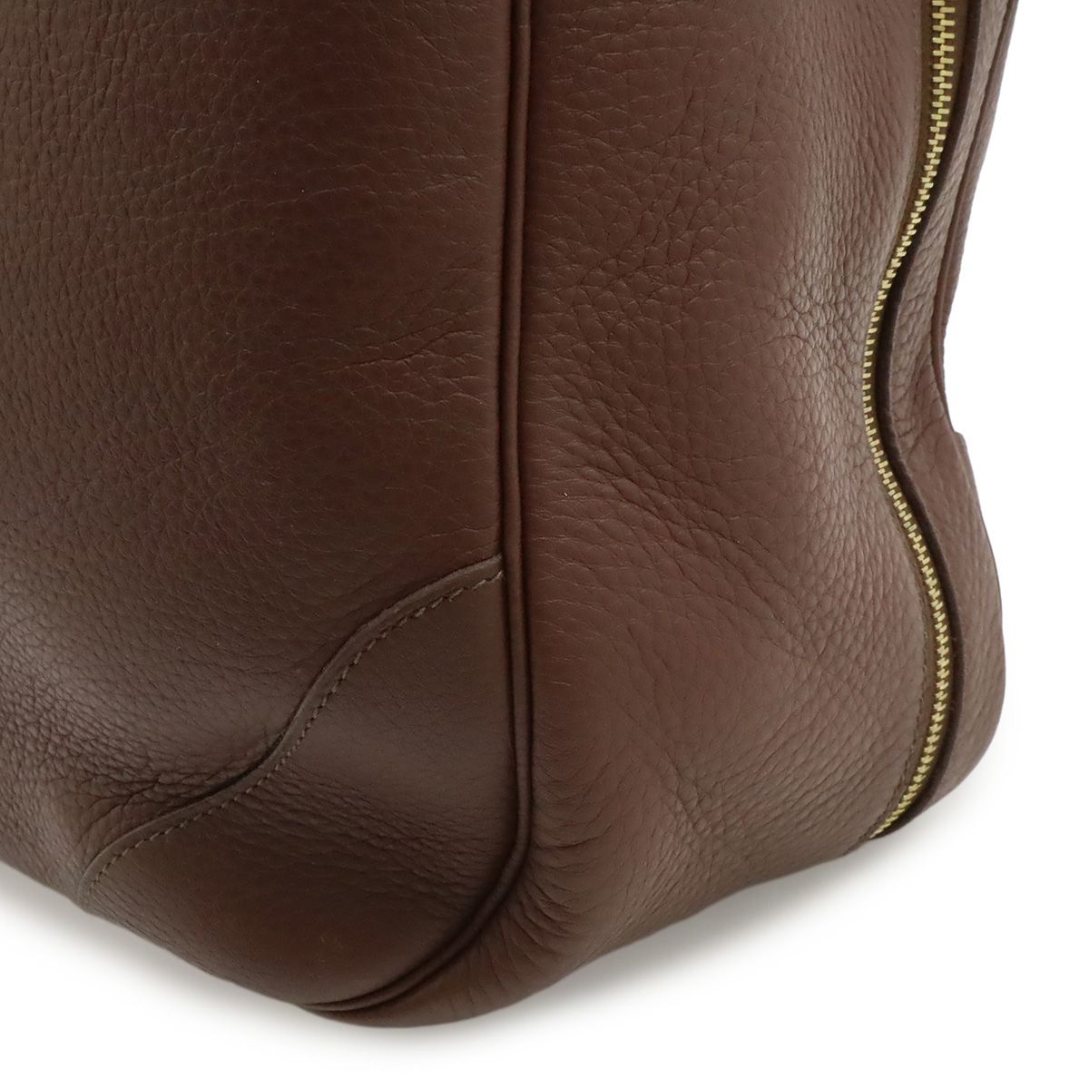 Hermes Victoria 50 Boston Bag Travel Taurillon Clemence Leather Brown Red Gold — view 8