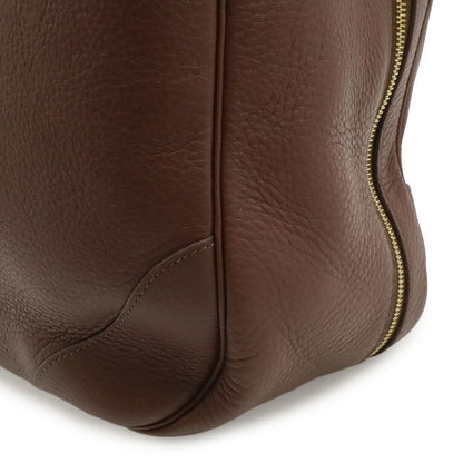 Hermes Victoria 50 Boston Bag Travel Taurillon Clemence Leather Brown Red Gold — view 8