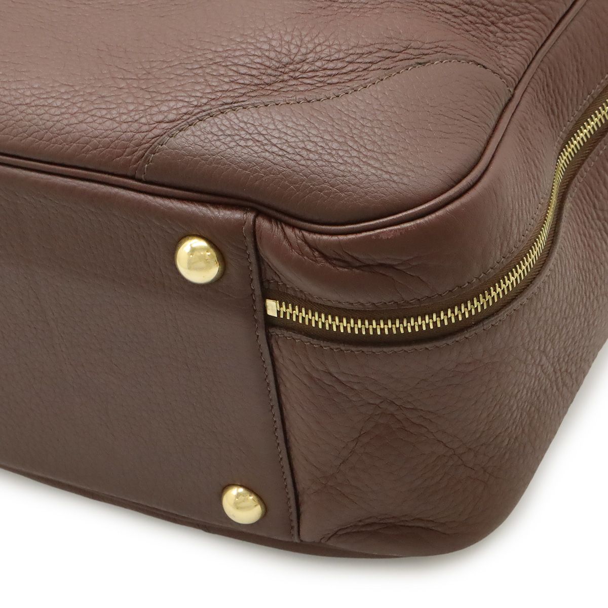 Hermes Victoria 50 Boston Bag Travel Taurillon Clemence Leather Brown Red Gold — view 3