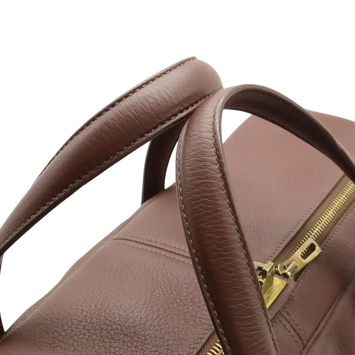 Hermes Victoria 50 Boston Bag Travel Taurillon Clemence Leather Brown Red Gold — view 4