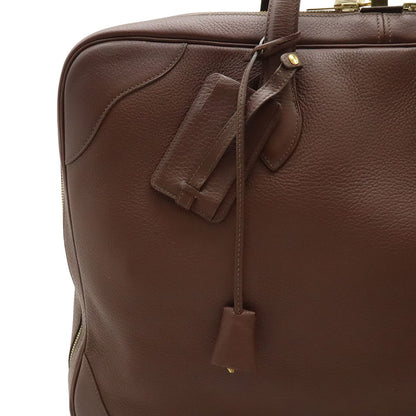 Hermes Victoria 50 Boston Bag Travel Taurillon Clemence Leather Brown Red Gold — view 7
