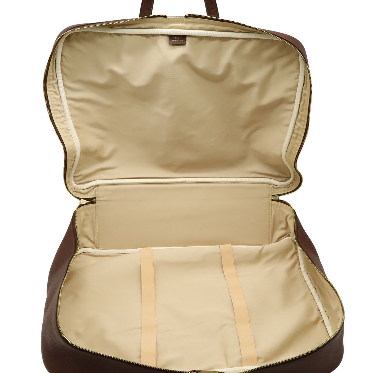 Hermes Victoria 50 Boston Bag Travel Taurillon Clemence Leather Brown Red Gold — view 6