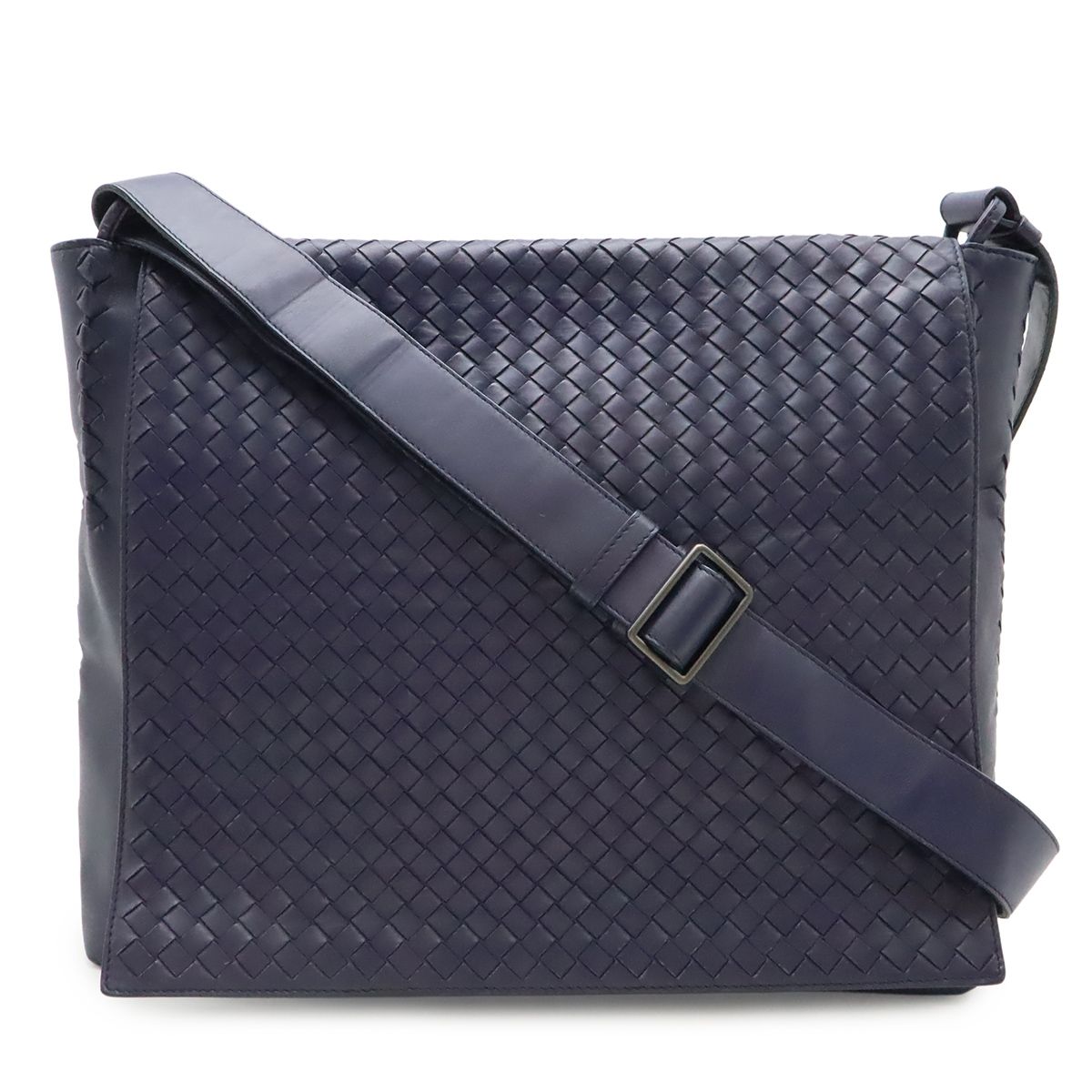 Bottega Veneta Intrecciato Messenger Bag Leather Dark Purple
