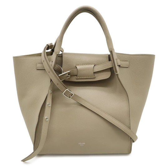 Celine Big Small 2-Way Shoulder Bag Crossbody Leather Gray Silver