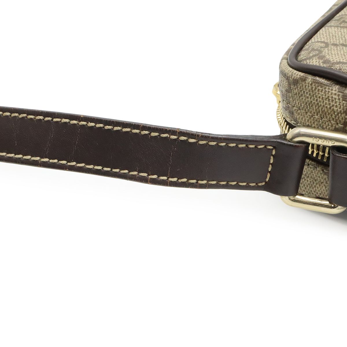Gucci GG Plus Supreme Shoulder Bag Crossbody Pochette Leather Khaki Beige Dark — view 7