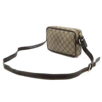 Gucci GG Plus Supreme Shoulder Bag Crossbody Pochette Leather Khaki Beige Dark — view 2