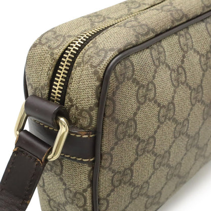 Gucci GG Plus Supreme Shoulder Bag Crossbody Pochette Leather Khaki Beige Dark — view 8