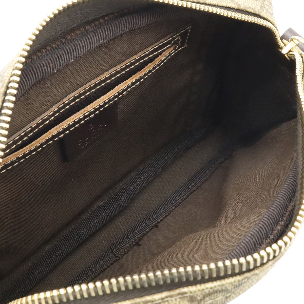 Gucci GG Plus Supreme Shoulder Bag Crossbody Pochette Leather Khaki Beige Dark — view 5
