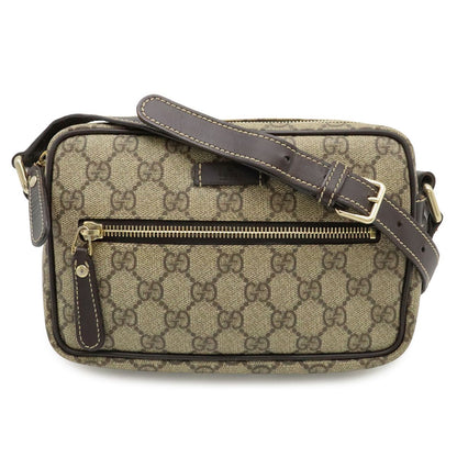 Gucci GG Plus Supreme Shoulder Bag Crossbody Pochette Leather Khaki Beige Dark