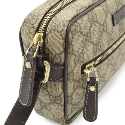 Gucci GG Plus Supreme Shoulder Bag Crossbody Pochette Leather Khaki Beige Dark — view 4
