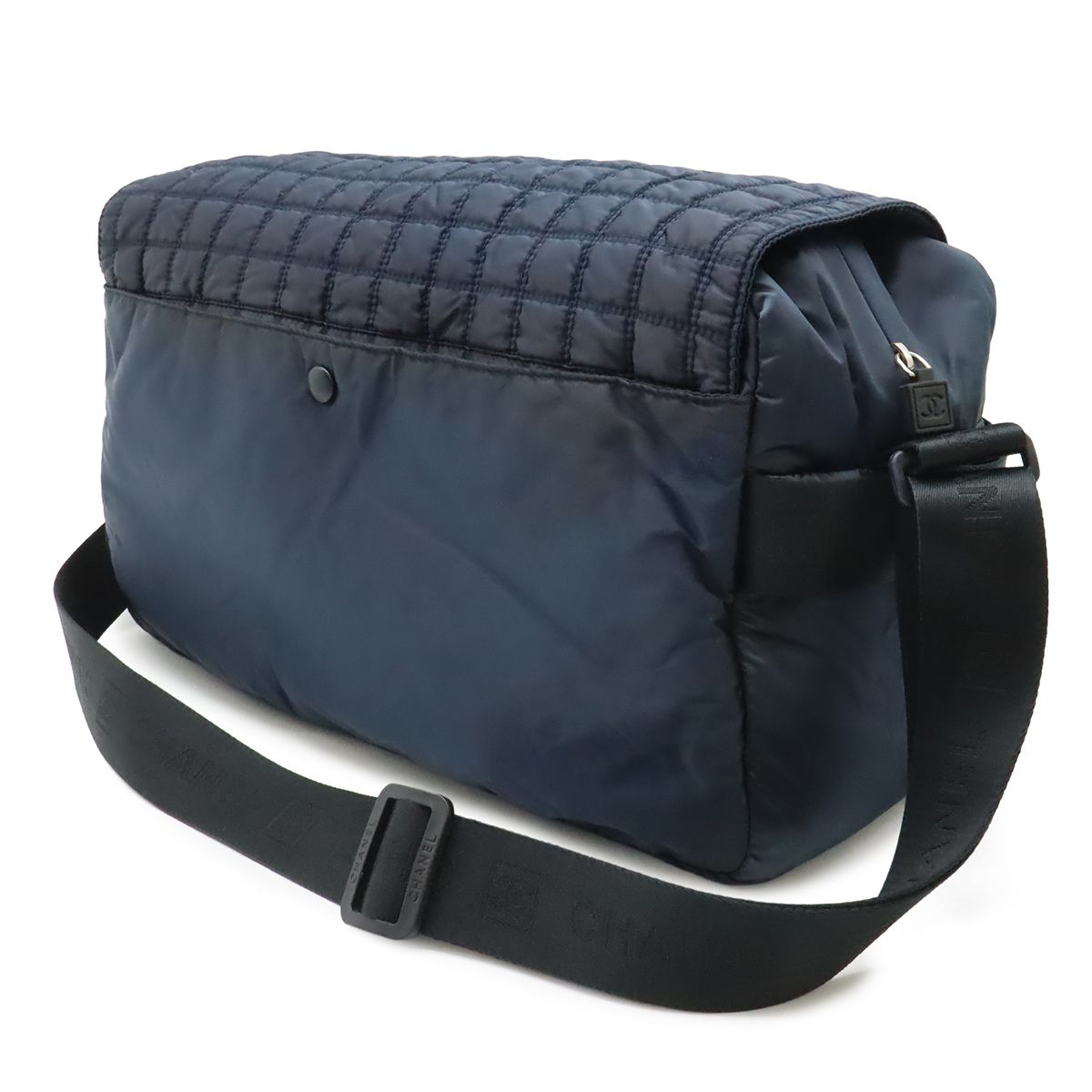 Chanel Sports Line CC Logo Messenger Bag Crossbody Quilted Nylon Navy Black — view 2
