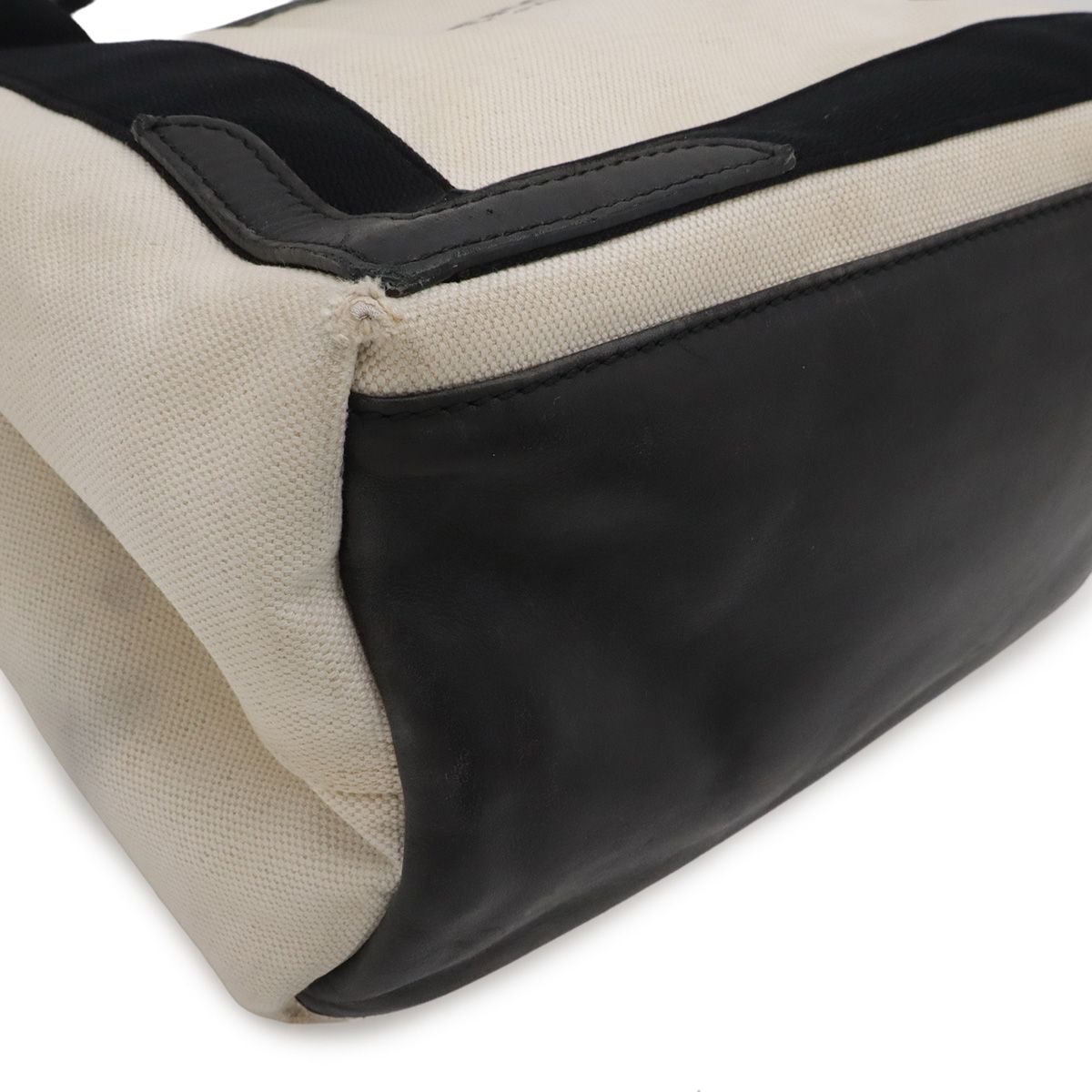 Balenciaga Navy Cabas S Logo Tote Canvas Leather Natural Black — view 3