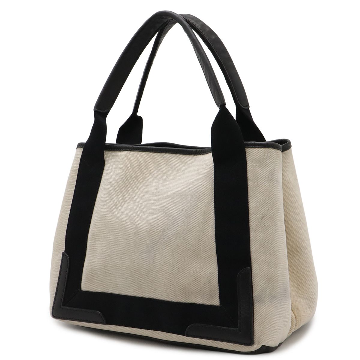 Balenciaga Navy Cabas S Logo Tote Canvas Leather Natural Black — view 2
