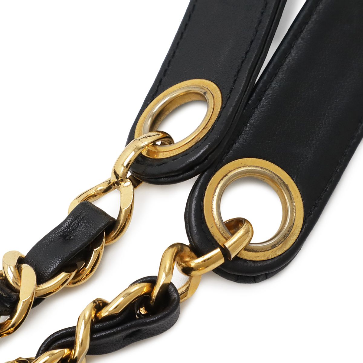 Chanel Quilted Cocobol Chain Tote Shoulder Bag Lambskin Leather Black Gold — view 6
