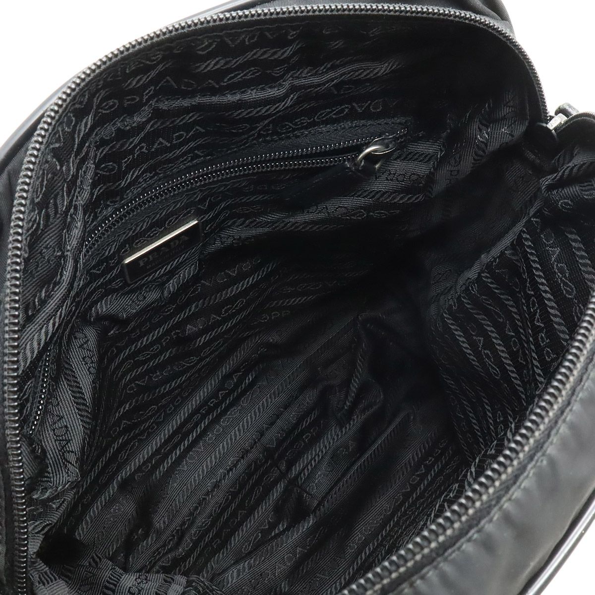 Prada Shoulder Bag Crossbody Nylon Leather Nero Black Silver — view 7