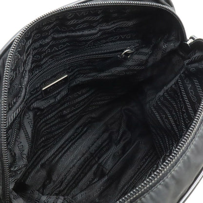 Prada Shoulder Bag Crossbody Nylon Leather Nero Black Silver — view 7