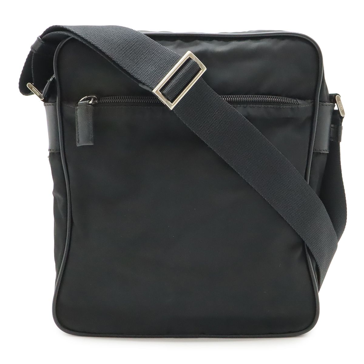 Prada Shoulder Bag Crossbody Nylon Leather Nero Black Silver