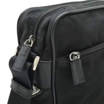 Prada Shoulder Bag Crossbody Nylon Leather Nero Black Silver — view 6
