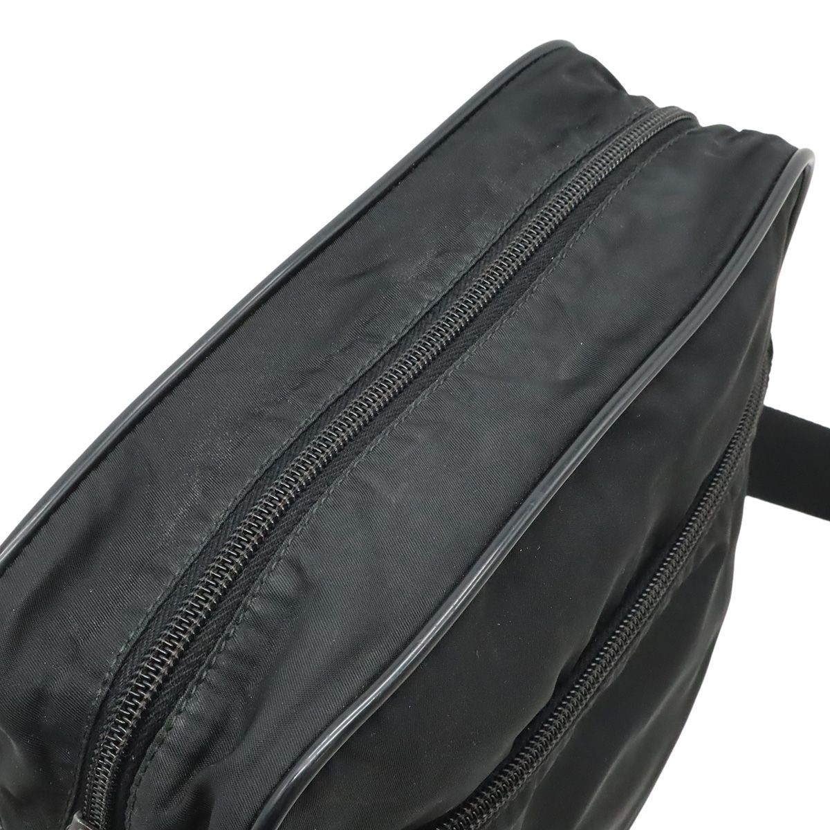 Prada Shoulder Bag Crossbody Nylon Leather Nero Black Silver — view 5